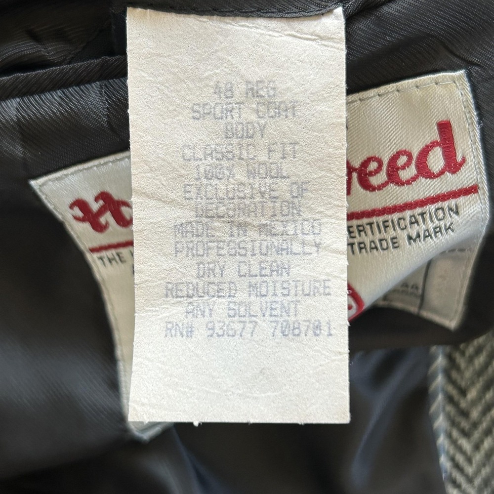 Stafford Sport Coat Mens 48R Gray Harris Tweed Wool Herringbone Blazer Jacket - Picture 7 of 16